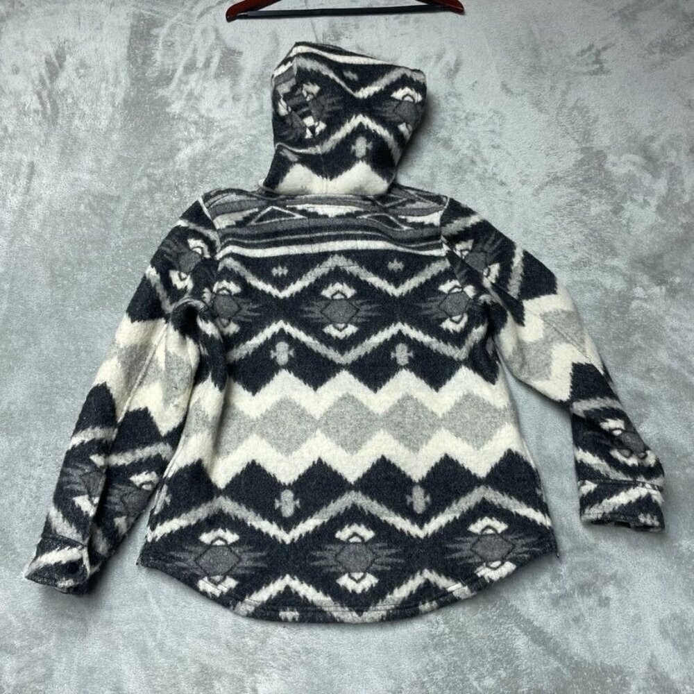 Woolrich Womens Hooded Wool Blend Pullover Sweater M Tribal Pattern c099 - Picture 7 of 10
